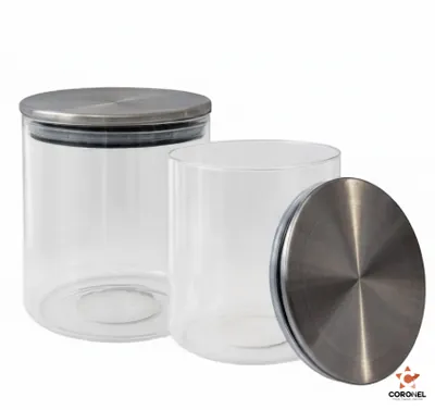 Frasco Tapa Metal Plateada Arcos 800CC Glanz 85040